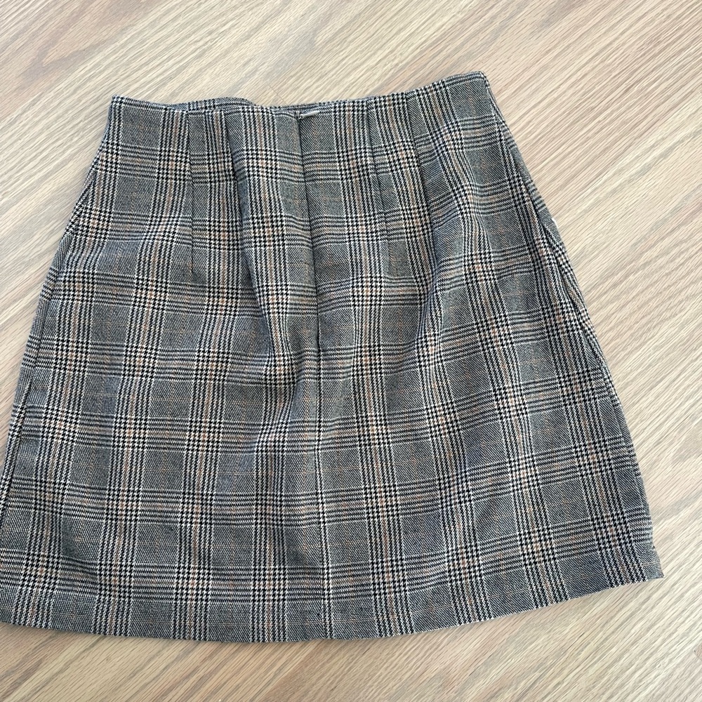 Neutral plaid John Galt mini skirt OSFA